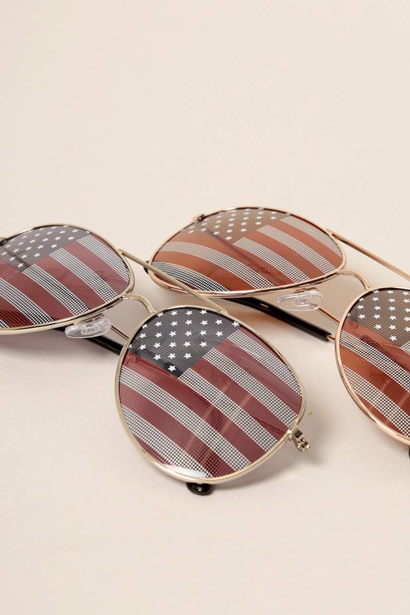 Fashion City - USA American Flags Aviator Sunglasses