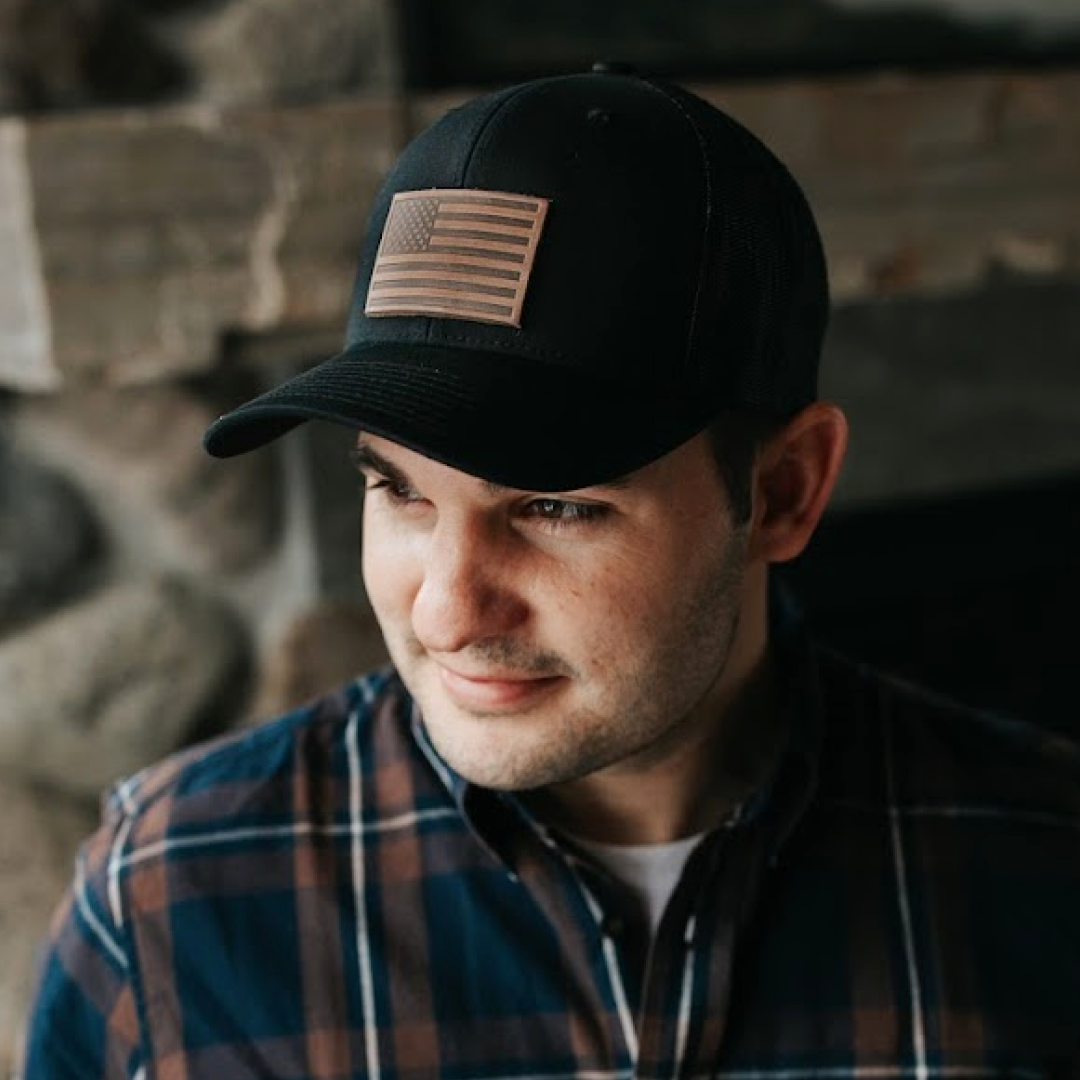 Range Leather Co. - American Flag Hat - Leather Patch Trucker Snapback