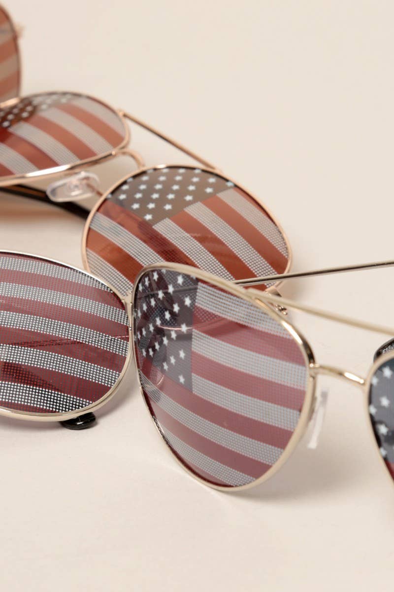 Fashion City - USA American Flags Aviator Sunglasses