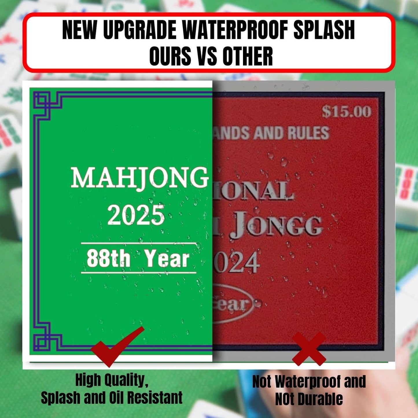 Cykapu - Recreational 2025 Mahjong Hands and Rules Cards, 4 Pcs，Mahjong Rule Card,Mahjong Card