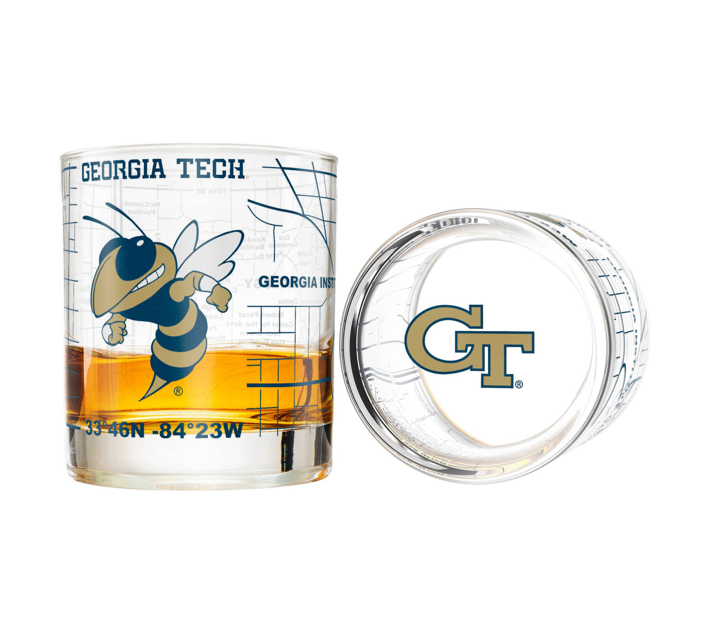 Greenline Goods - Georgia Tech Whiskey Glass Set (2 Low Ball Glasses)