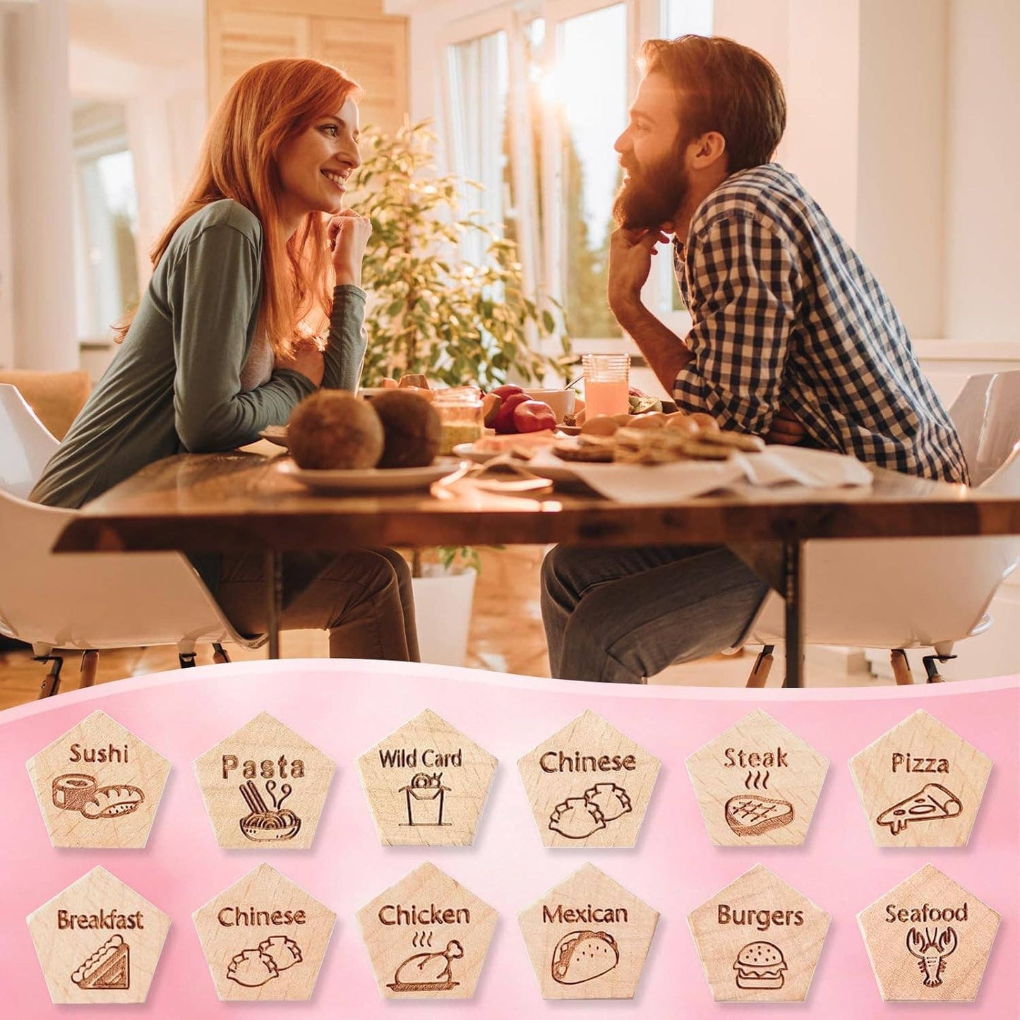 Cykapu - 3pc Dice Set for Couples, Food Dice Game Gifts for Her Him