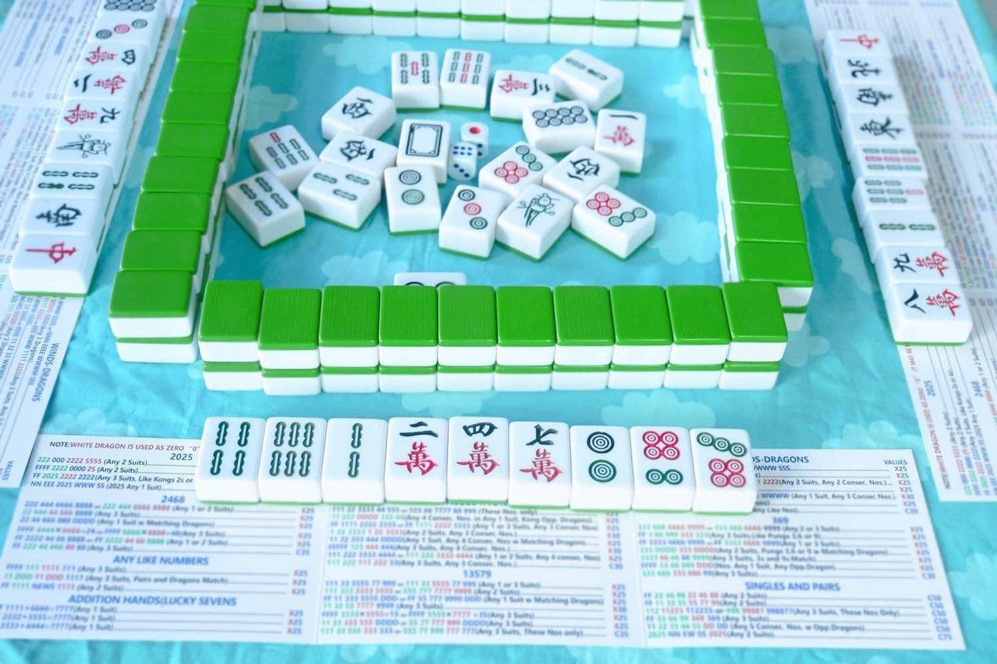 Cykapu - Recreational 2025 Mahjong Hands and Rules Cards, 4 Pcs，Mahjong Rule Card,Mahjong Card