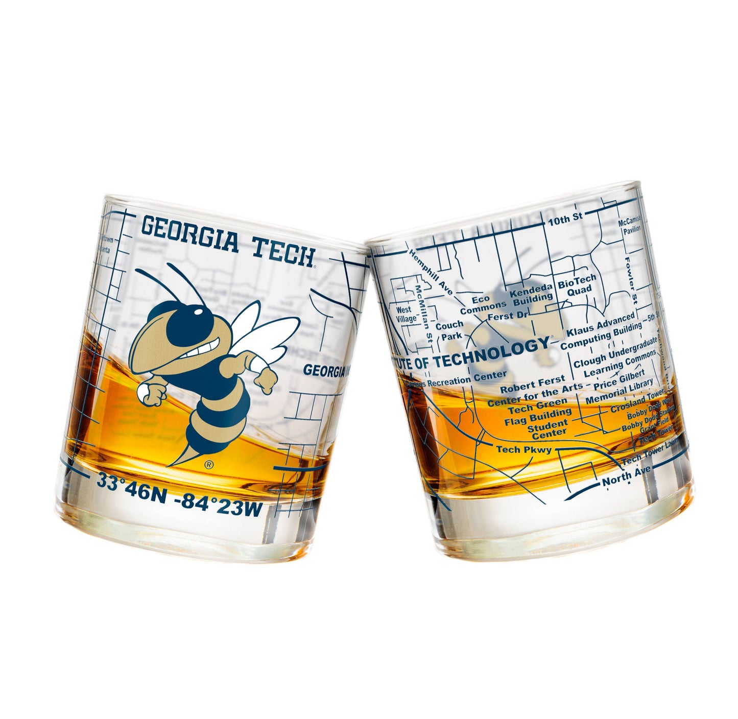 Greenline Goods - Georgia Tech Whiskey Glass Set (2 Low Ball Glasses)