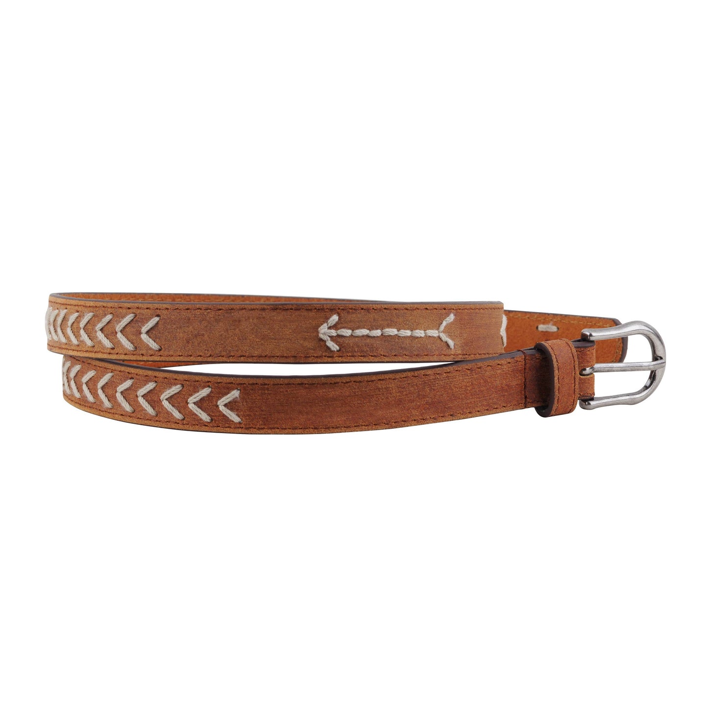 Most Wanted USA - Western Stitched Skinny Leather Belt