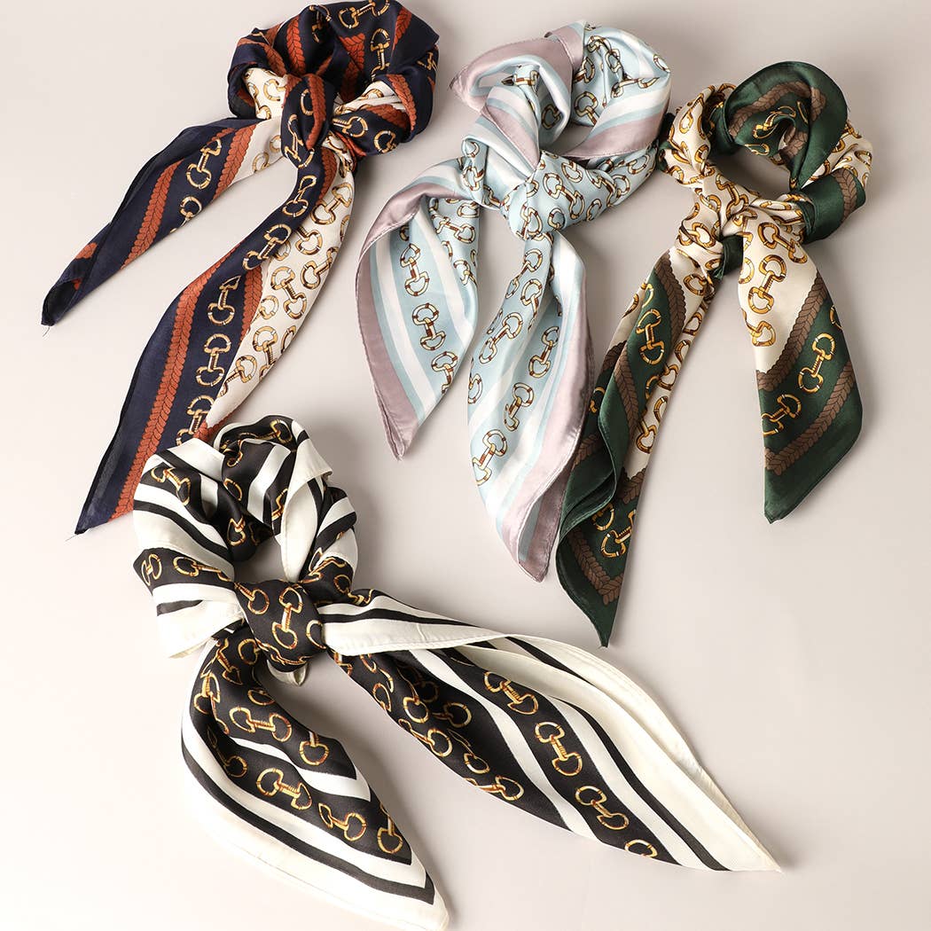 Fashion City - Satin Horsebit Print Light Weight Soft Scarf