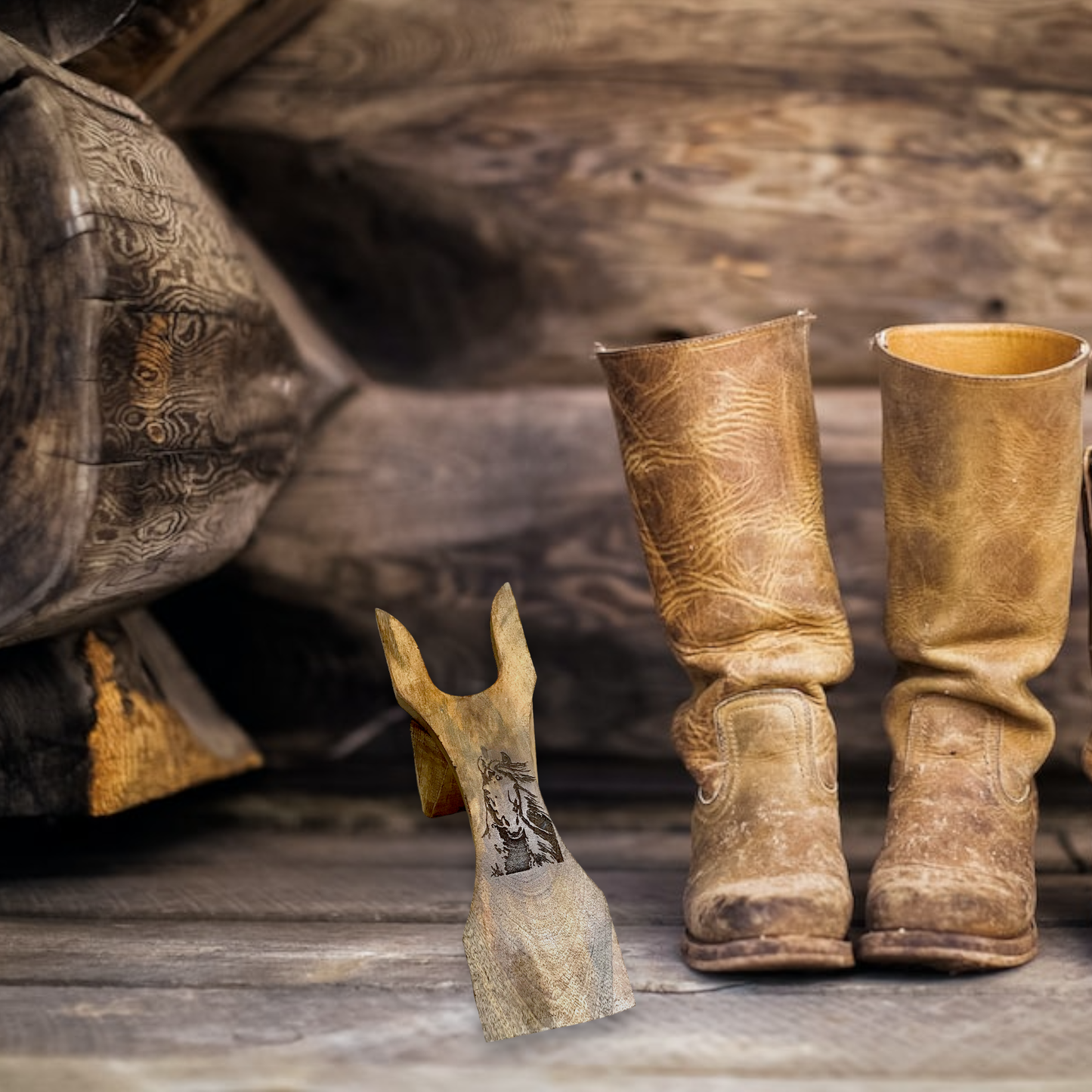 Wilco Home - Branding Iron Laser Etched Mango Wood Bootjack