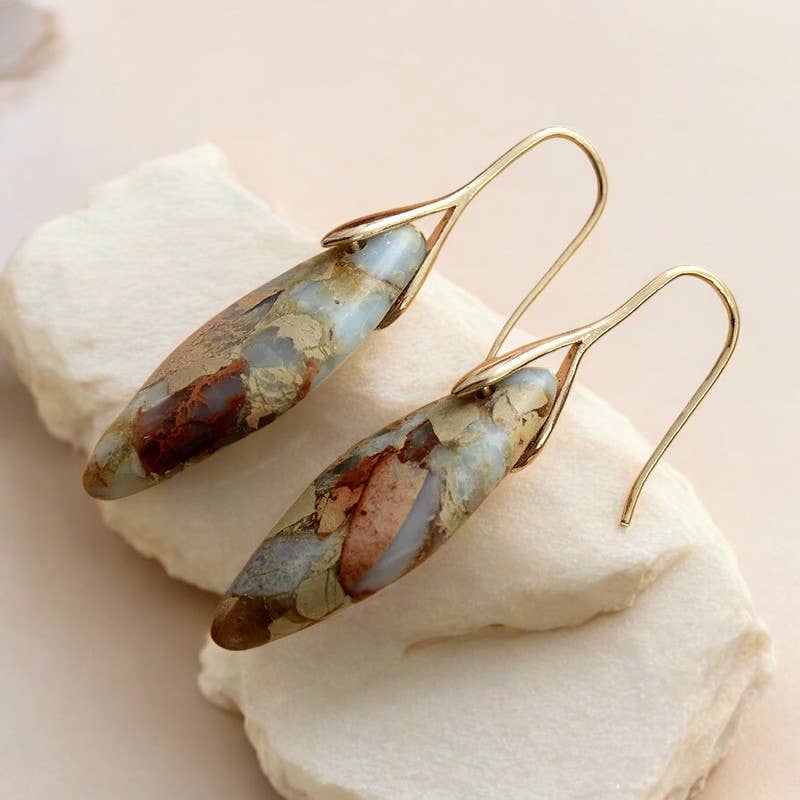 Cape Diablo - Terra Hues Leaves Jasper Earrings