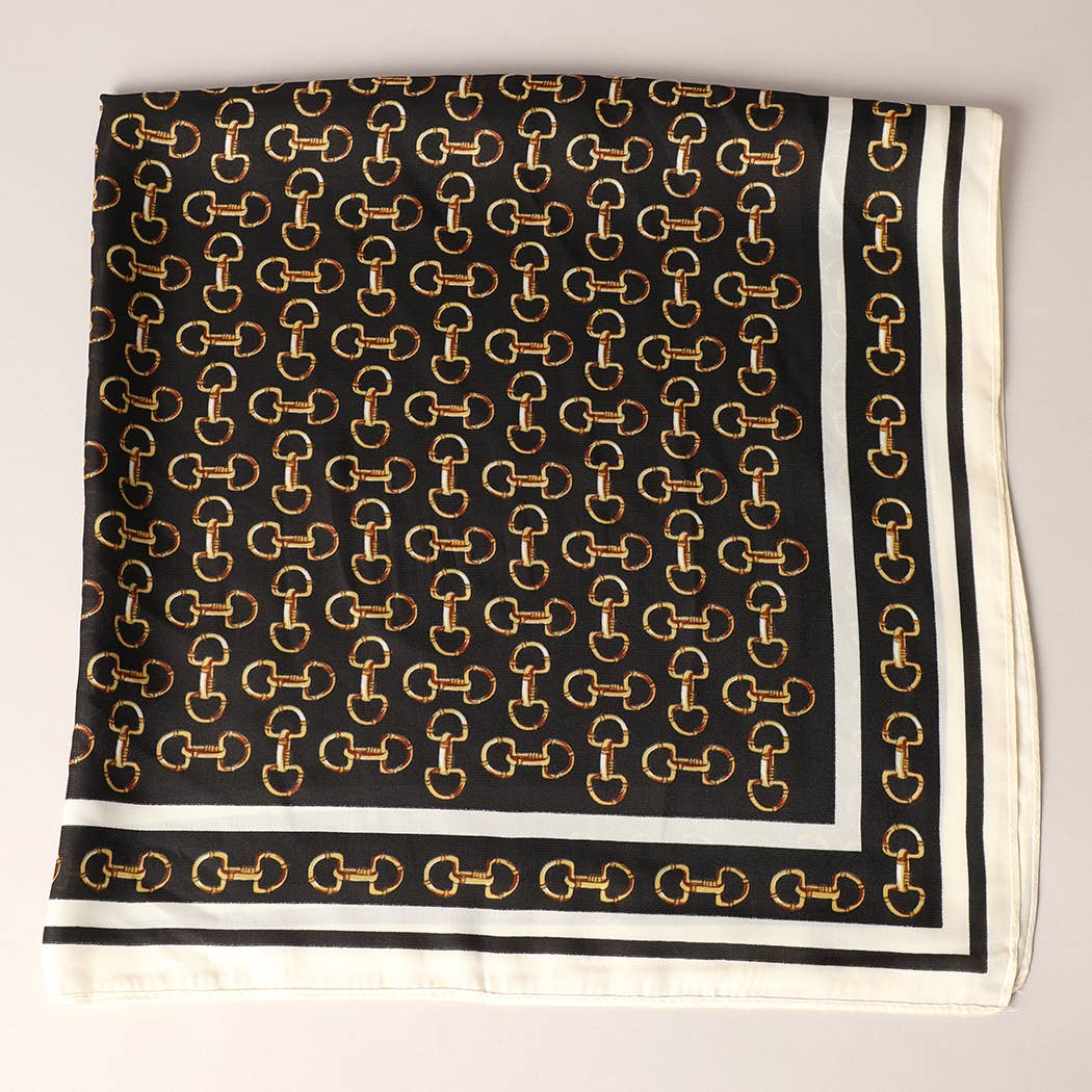 Fashion City - Satin Horsebit Print Light Weight Soft Scarf