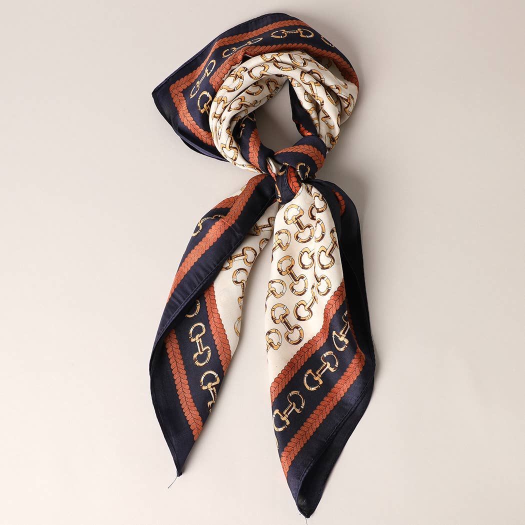 Fashion City - Satin Horsebit Print Light Weight Soft Scarf