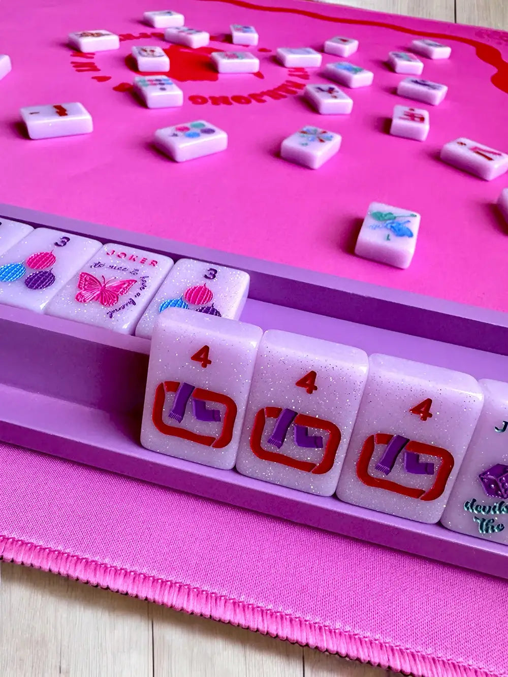 Peace Love Mahjong - Mahjong Racks & Pushers (Set of 4) OAK