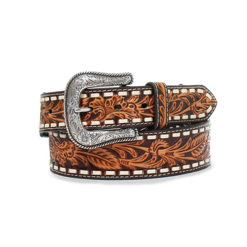 Ariat Mens Floral Embossed Black Lace Belt