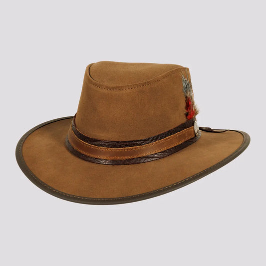 American Hat Makers Bogart Leather Mocha Suede Hat
