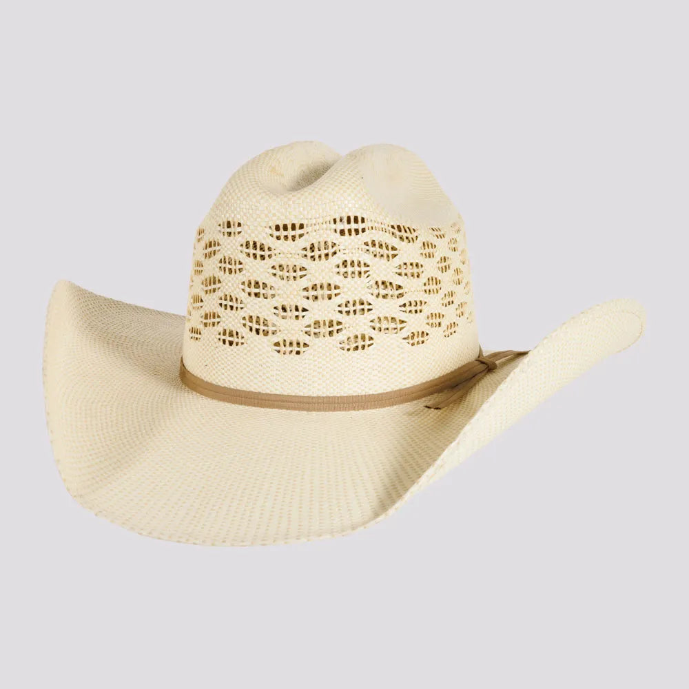 American Hat Makers Cal | Mens Vented Crown Woven Bangora Straw Cowboy Hat