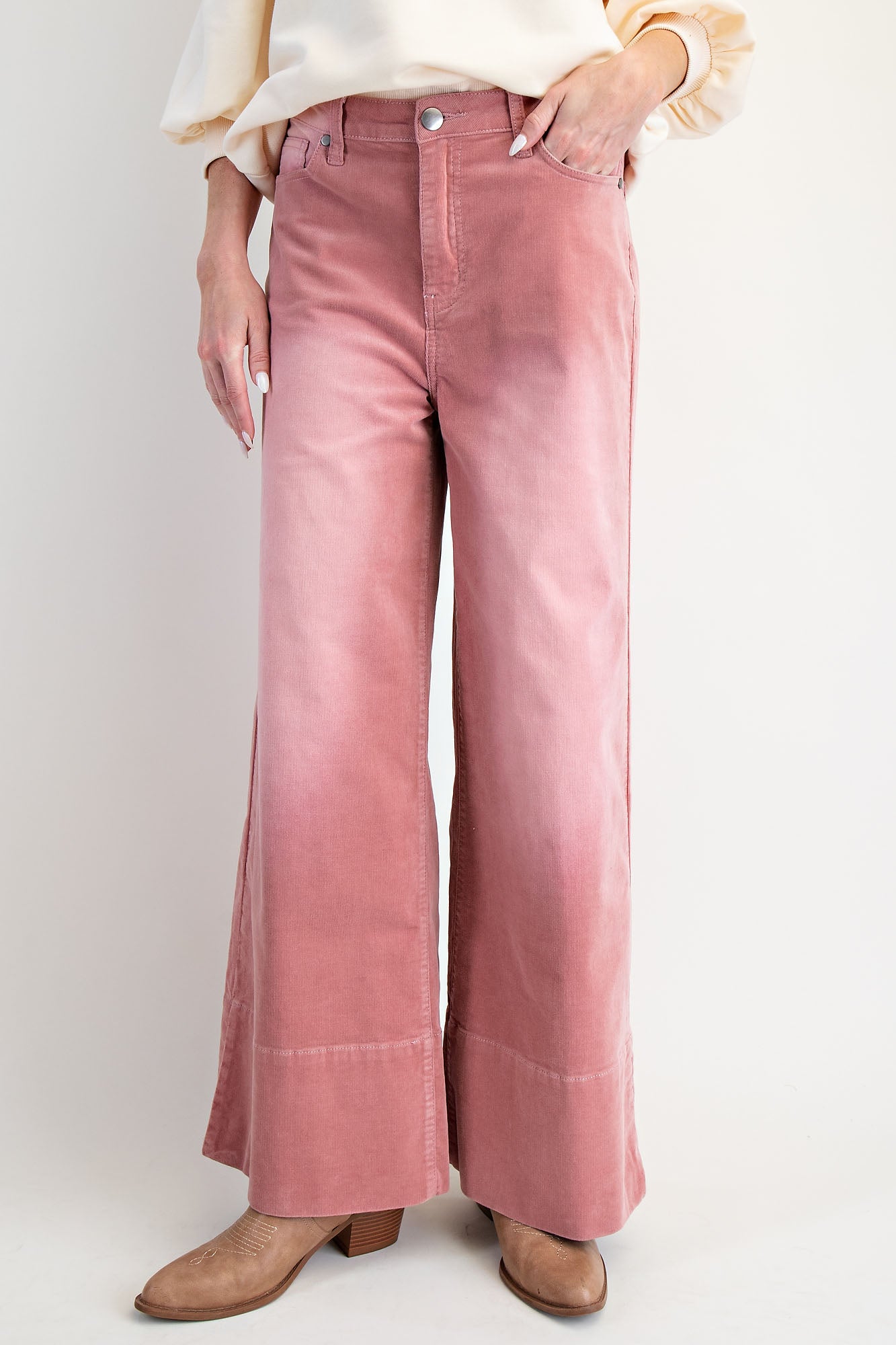 Easel Antique Rose Corduroy Jeans