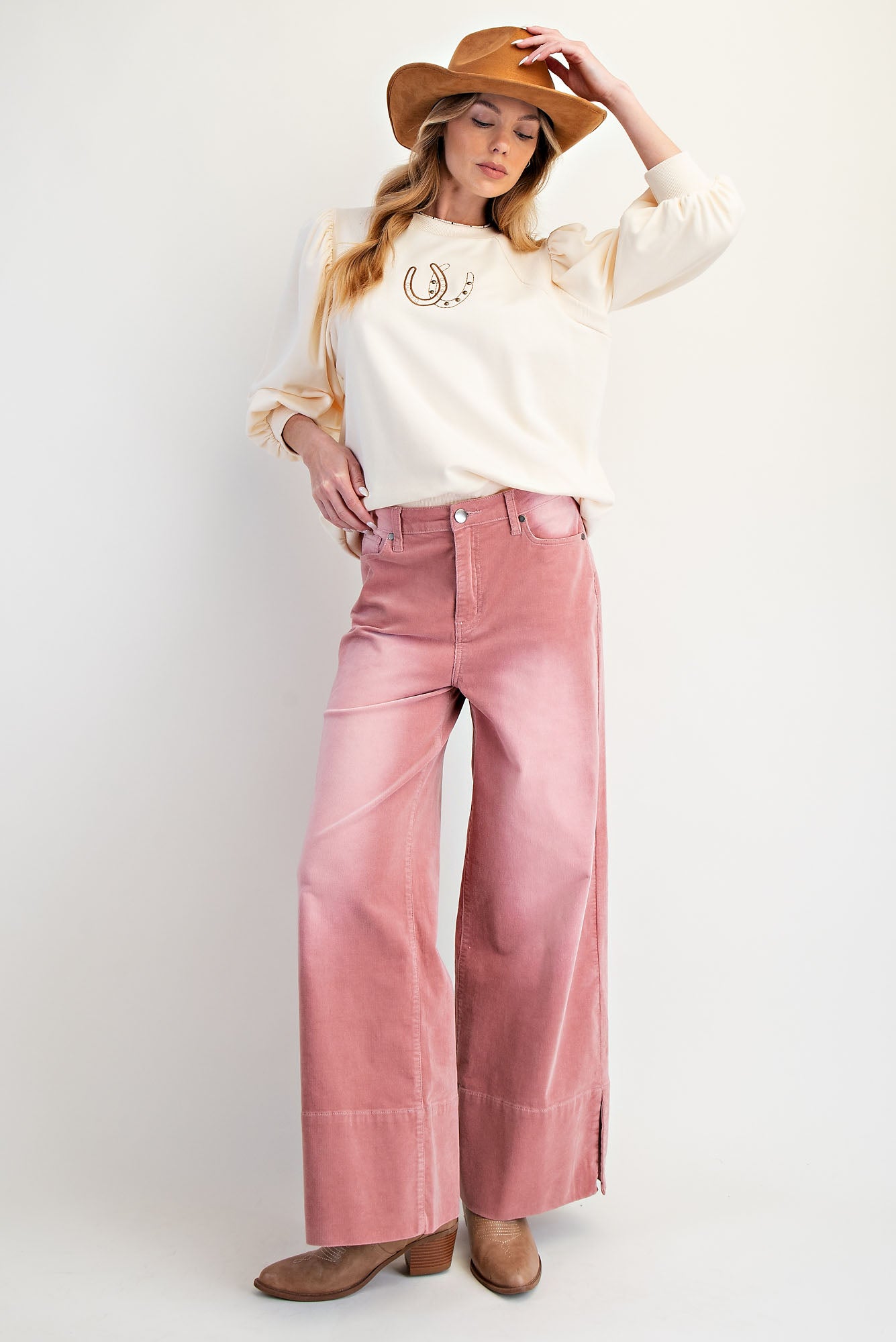 Easel Antique Rose Corduroy Jeans