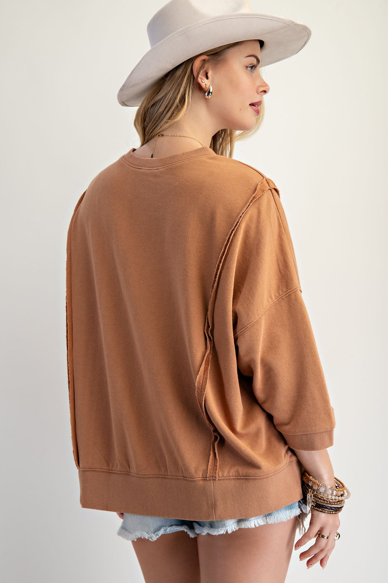 Easel 3/4 Sleeve Bow Top