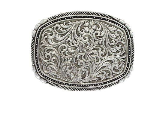 Montana Silversmith Retro Silver Western Wear Filigree/Floral Belt Buckle
