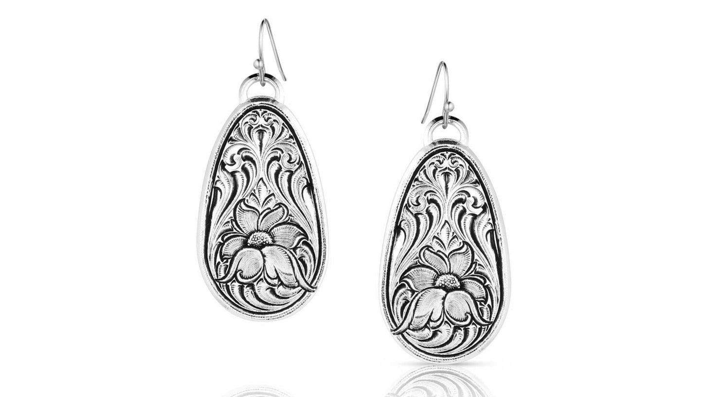 Montana Silversmith Large Flower Silver Drop Earrings