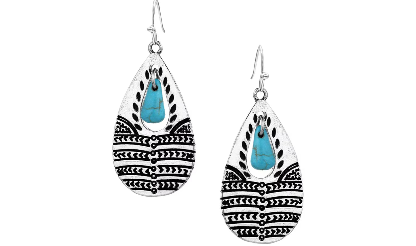 Montana Silversmith Etched Statement Turquoise Earrings