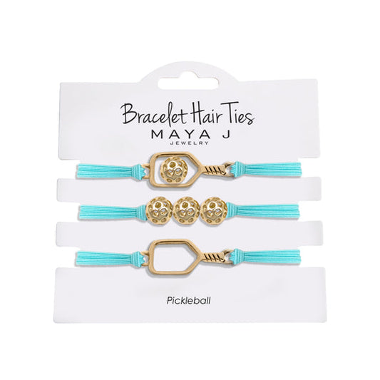 Maya J Pickleball Bracelet Hair Tie Turquoise/Gold