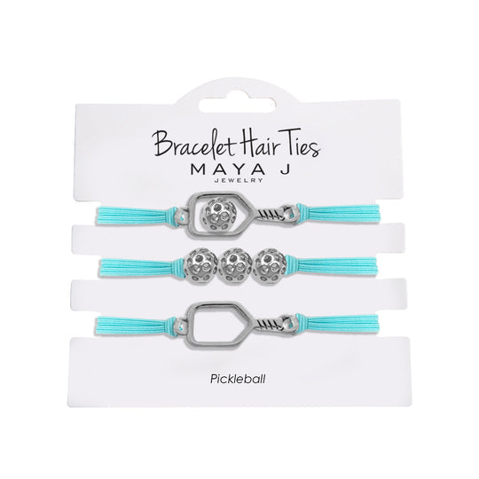 Maya J Pickleball Bracelet Hair Tie Turquoise/Silver