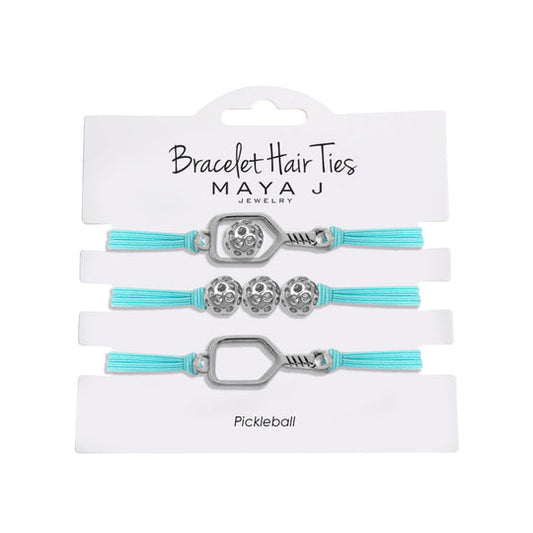 Maya J Pickleball Bracelet Hair Tie Turquoise/Silver