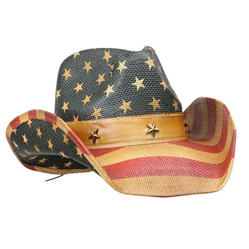 American Hat Makers Americana Straw Red, White & Blue Hat