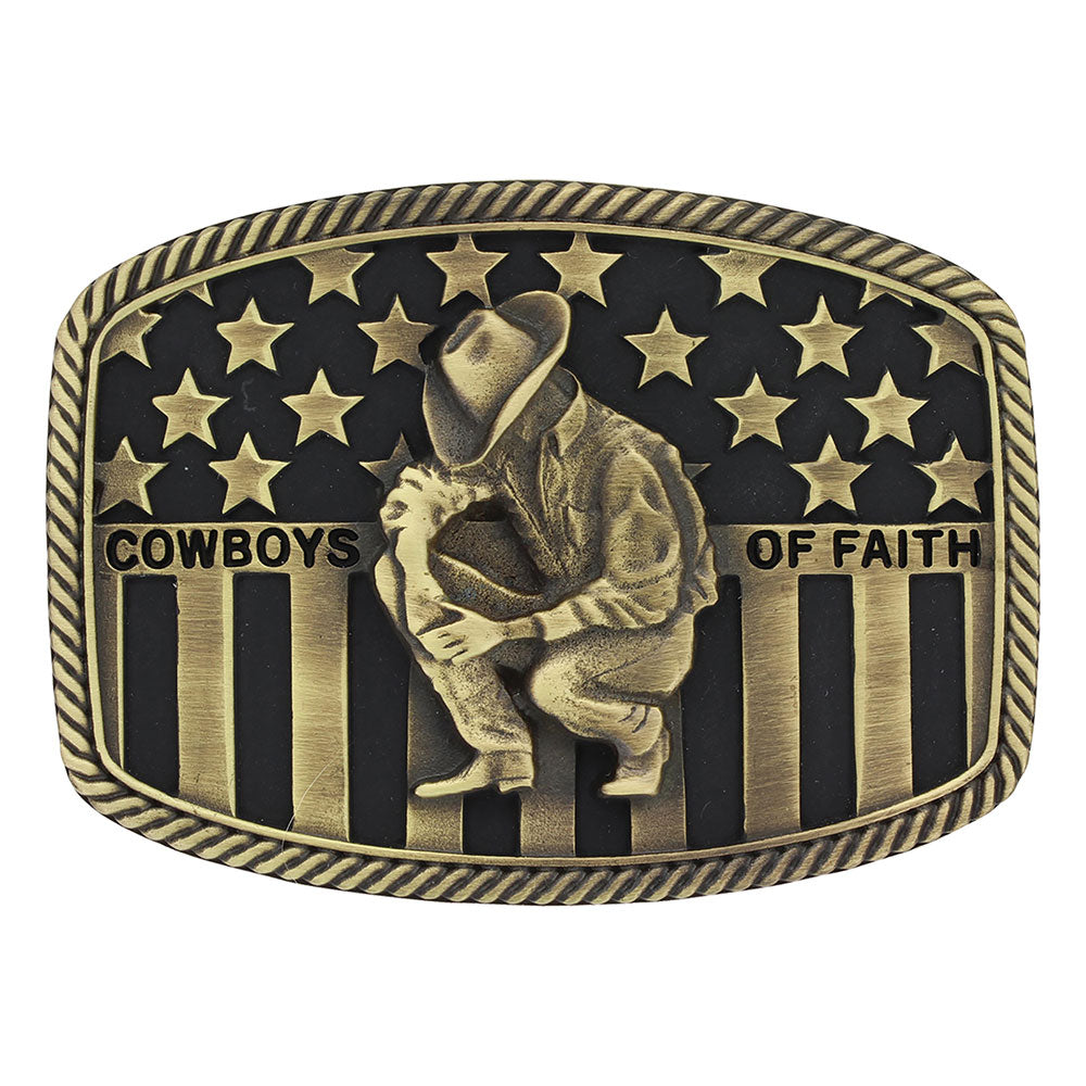 Montana Silversmith Cowboys Of Faith Flag Belt Buckle