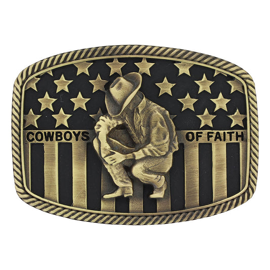 Montana Silversmith Cowboys Of Faith Flag Belt Buckle