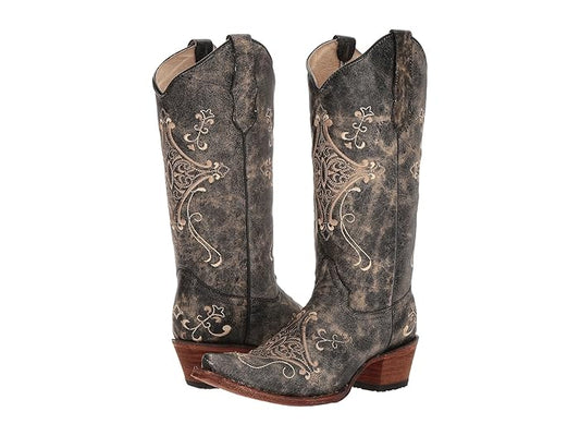 Circle G Crackle Bone Embroidered Boots