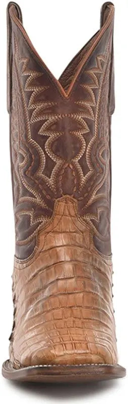 Circle G Tan Shedron Caiman Embroidered Cowboy Boot