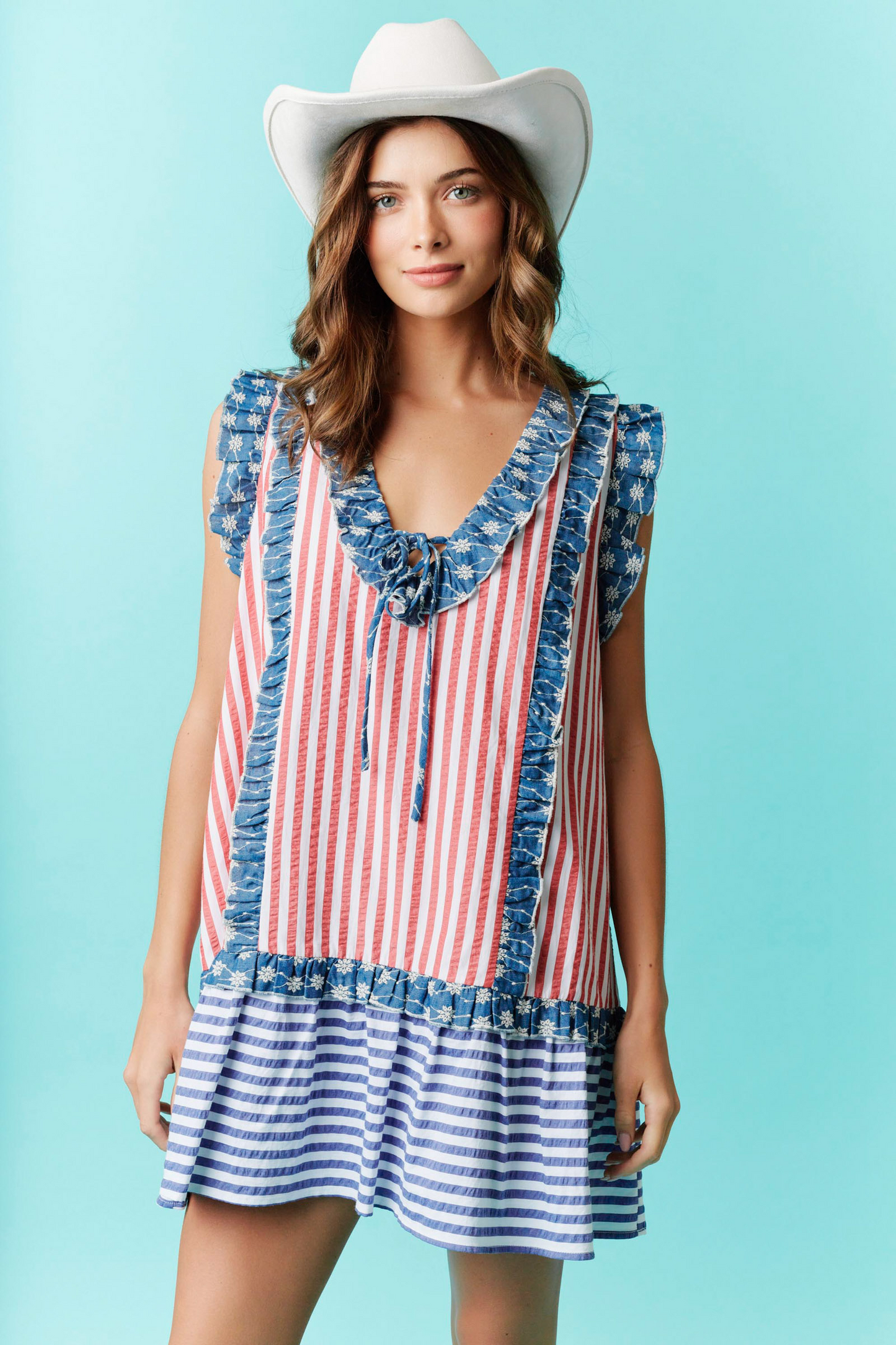 Fantastic Fawn Stripe Sleeveless Linen Dress