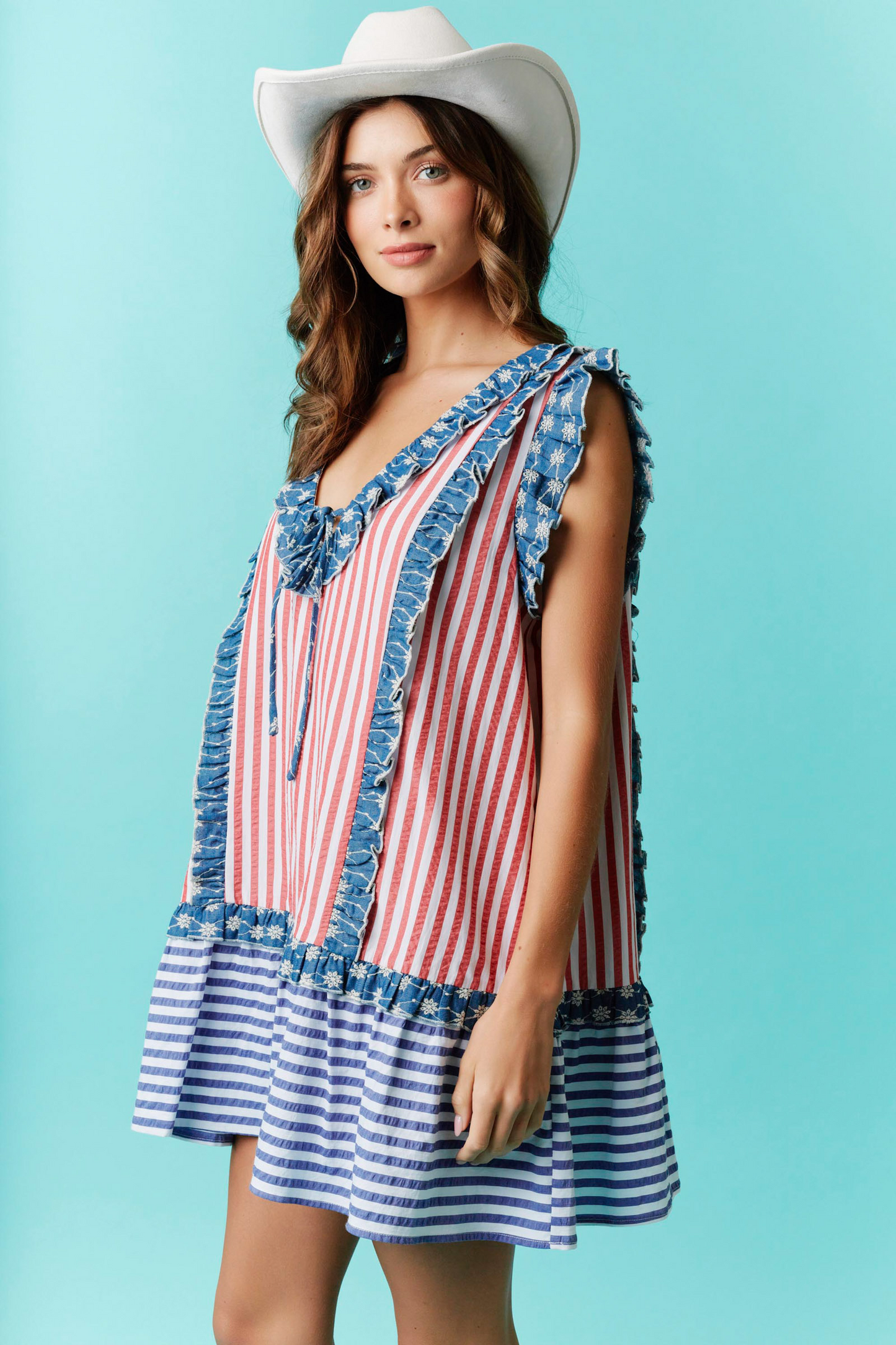 Fantastic Fawn Stripe Sleeveless Linen Dress