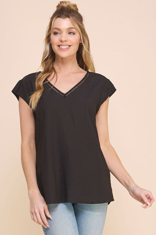 Allie Rose Short Sleeve V Neck Blouse