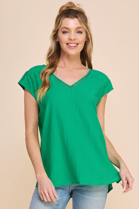 Allie Rose Short Sleeve V Neck Blouse