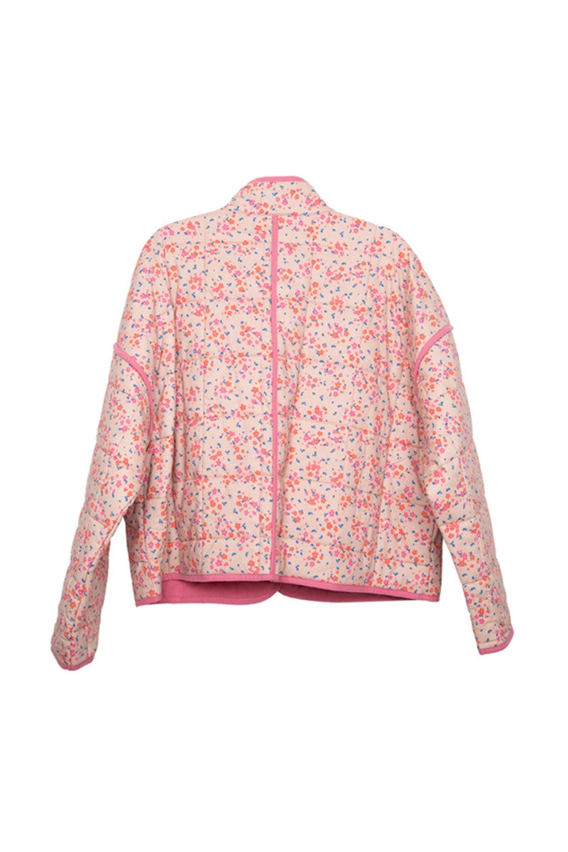 Katydid Pink Dainty Floral Lightweight Quilted Jacket
