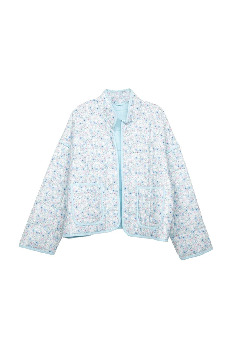 Katydid Light Blue Dainty Floral Quilted Jacket