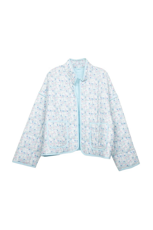 Katydid Light Blue Dainty Floral Quilted Jacket