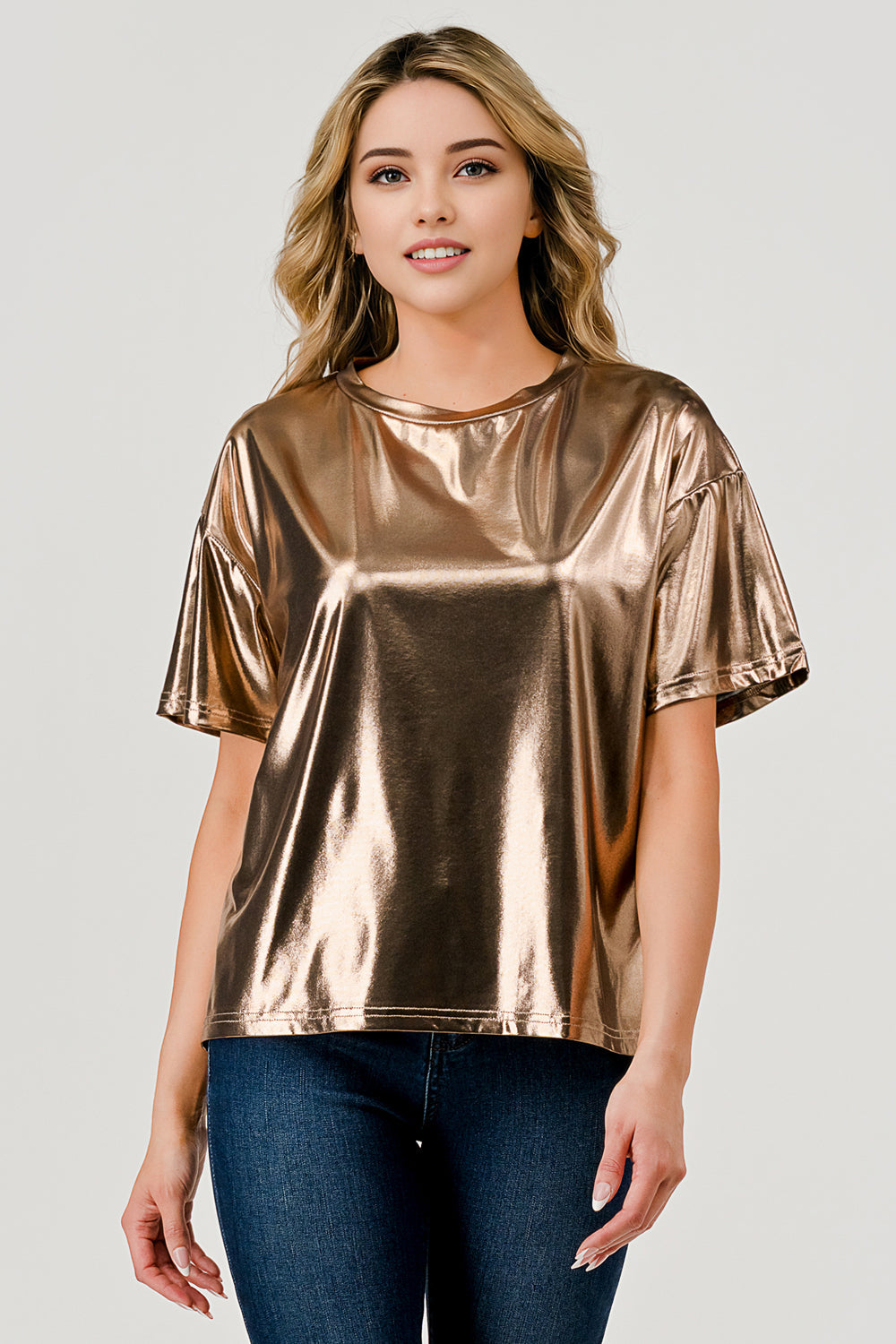 Pixi + Ivy Game Day Shimmer Gold Top