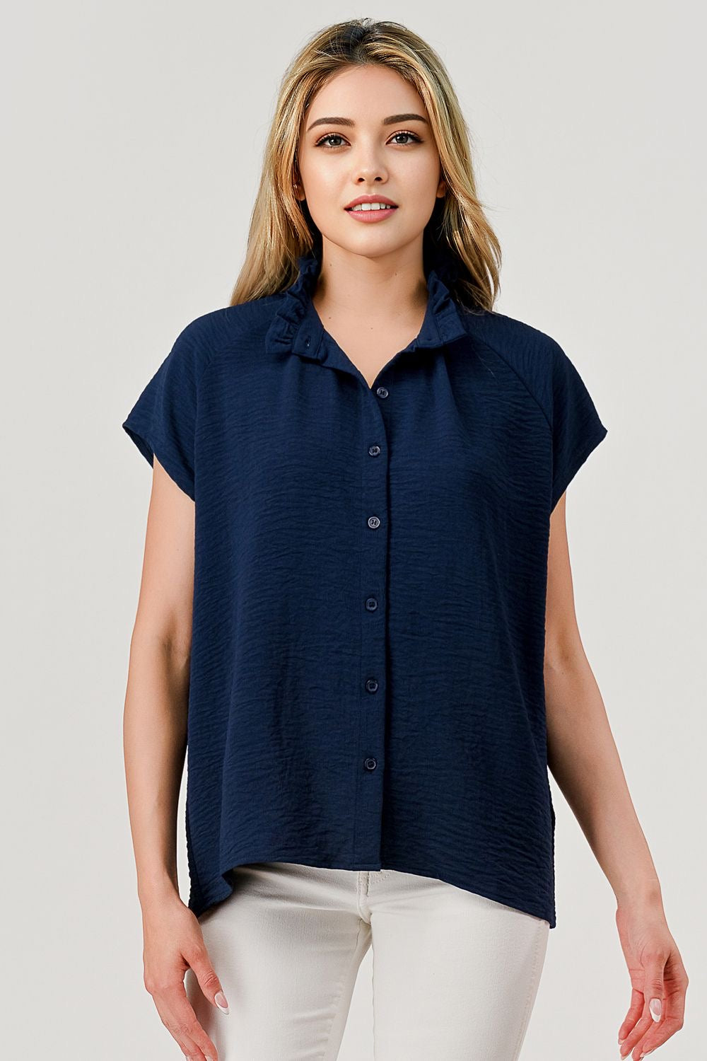 Pixi + Ivy Lila Button Down Navy Top