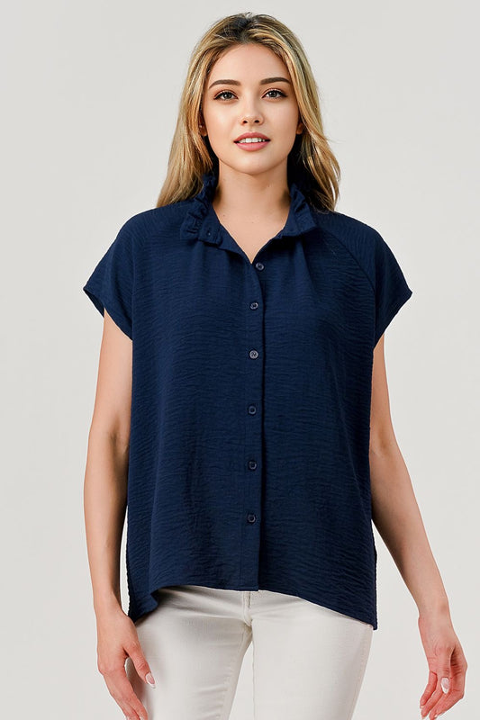 Pixi + Ivy Lila Button Down Navy Top