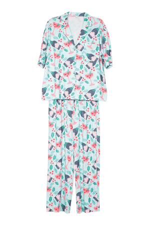 Katydid Holiday Champagne, Coupes & Holly Pajama Set