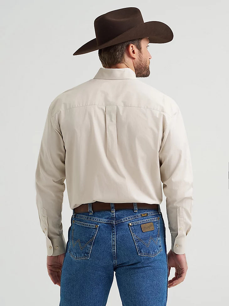 Wrangler George Strait Solid Pale Stone Button Down Shirt