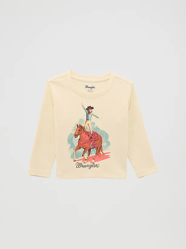 Wrangler Little Girl’s Long Sleeve Tee Cowgirl White