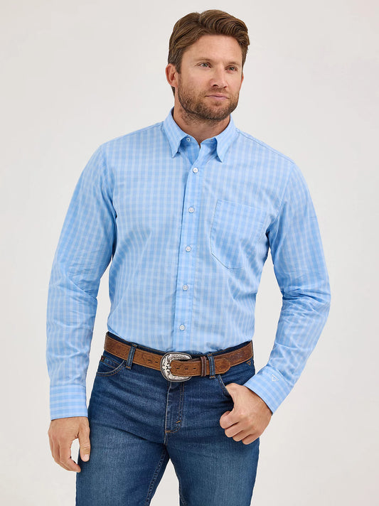 Wrangler Cody Johnson Button Down French Blue Shirt