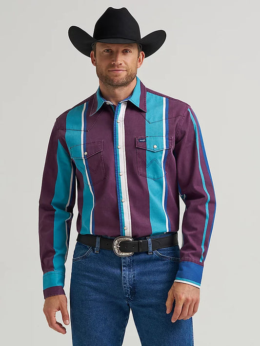 Wrangler Vintage Inspired Brushpopper Western Snap Work Shirt
