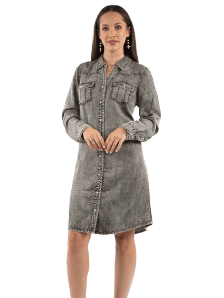 Scully Long Sleeve Whip Stitch Shirt Dress