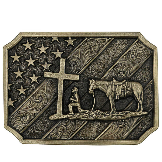 Montana Silversmith Patriot Christian Cowboy Attitude Belt Buckle