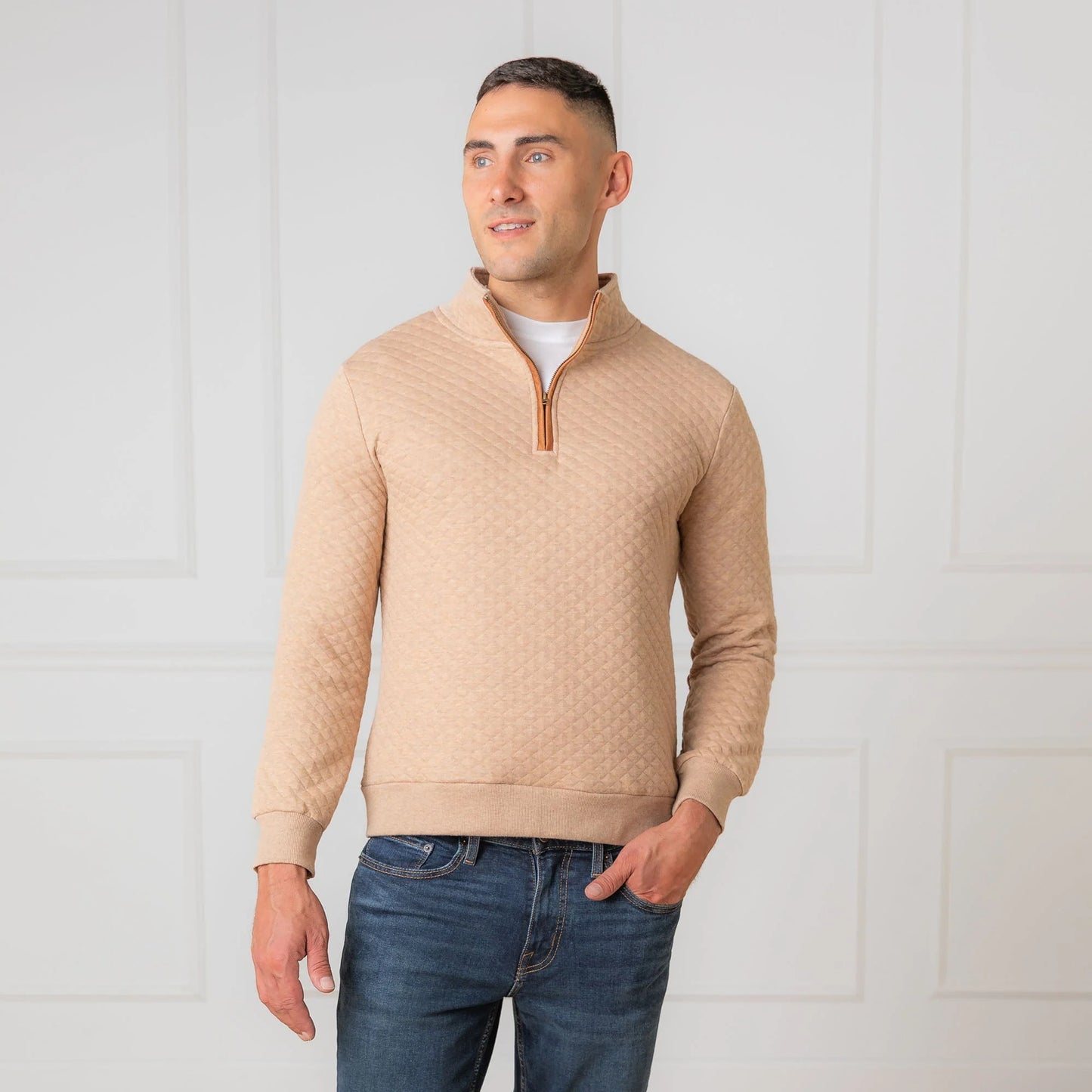 Hope & Henry Quilted Half Zip Pullover